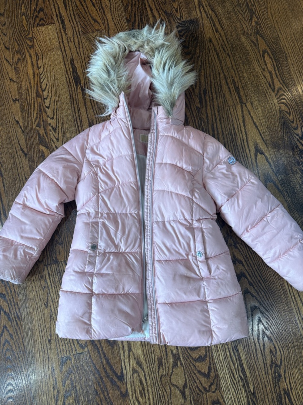 Michael Kors Pink Girl's Coat with Gold Trim